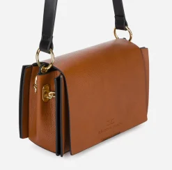 Borse A Tracolla|Elisabetta Franchi Dune Shoulder Cuoio/Nero