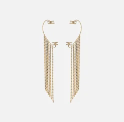 Bijoux|Elisabetta Franchi Earcuff con pendenti di strass OroGiallo