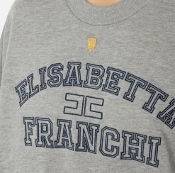 Maglieria E Felpe|Elisabetta Franchi Felpa cropped in cotone con logo college Grigiomelange