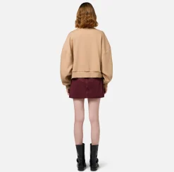 Maglieria E Felpe|Elisabetta Franchi Felpa cropped in cotone con logo college Camel
