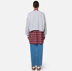 Maglieria E Felpe|Elisabetta Franchi Felpa cropped in cotone con maxi logo Grigiomelange