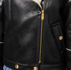 Capispalla|Elisabetta Franchi Giacca aviatore effetto pelle Nero