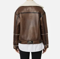 Capispalla|Elisabetta Franchi Giacca aviatore effetto pelle Cuoio