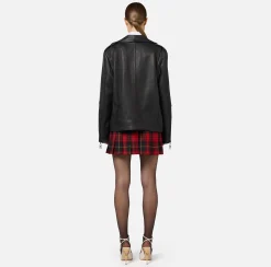 Giacche & Trench|Elisabetta Franchi Giacca biker over in pelle effetto used Nero