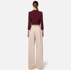 Giacche & Trench|Elisabetta Franchi Giacca cropped in crêpe stretch con zip RougeNoir