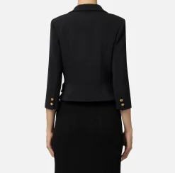 Tailleur|Giacche & Trench|Elisabetta Franchi Giacca cropped in crêpe stretch con catena Nero