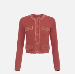 Maglieria E Felpe|Elisabetta Franchi Giacca cropped in viscosa con catena Ombretto