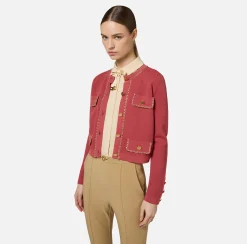 Maglieria E Felpe|Elisabetta Franchi Giacca cropped in viscosa con catena Ombretto