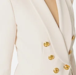Tailleur|Giacche & Trench|Elisabetta Franchi Giacca doppiopetto in crêpe stretch con ricamo Burro