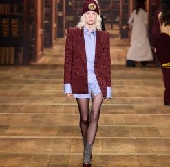 Tailleur|Giacche & Trench|Elisabetta Franchi Giacca doppiopetto in crêpe jaquard lettering RougeNoir