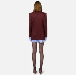 Tailleur|Giacche & Trench|Elisabetta Franchi Giacca doppiopetto in crêpe jaquard lettering RougeNoir