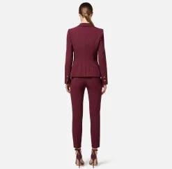 Tailleur|Giacche & Trench|Elisabetta Franchi Giacca doppiopetto in crêpe stretch con puntali RougeNoir