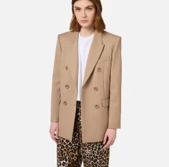 Tailleur|Giacche & Trench|Elisabetta Franchi Giacca doppiopetto in fresco di lana Camel