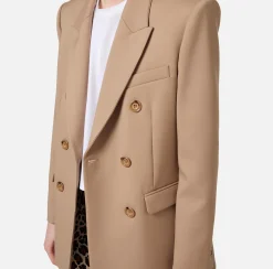 Tailleur|Giacche & Trench|Elisabetta Franchi Giacca doppiopetto in fresco di lana Camel