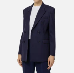 Tailleur|Giacche & Trench|Elisabetta Franchi Giacca doppiopetto in fresco di lana Navy