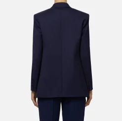 Tailleur|Giacche & Trench|Elisabetta Franchi Giacca doppiopetto in fresco di lana Navy