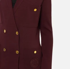 Giacche & Trench|Maglieria E Felpe|Elisabetta Franchi Giacca doppiopetto in viscosa con patch logo RougeNoir