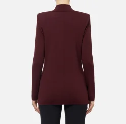 Giacche & Trench|Maglieria E Felpe|Elisabetta Franchi Giacca doppiopetto in viscosa con patch logo RougeNoir