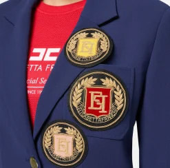 Giacche & Trench|Elisabetta Franchi Giacca in crêpe con patch Navy