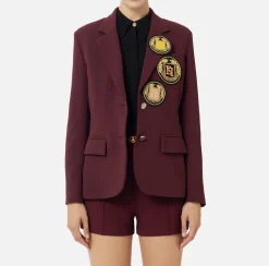 Giacche & Trench|Elisabetta Franchi Giacca in crêpe con patch RougeNoir