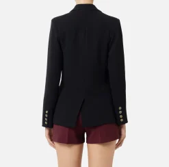 Giacche & Trench|Elisabetta Franchi Giacca in crêpe con patch Nero