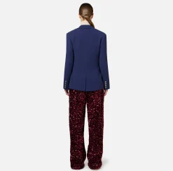 Giacche & Trench|Elisabetta Franchi Giacca in crêpe con ricamo stemma Navy