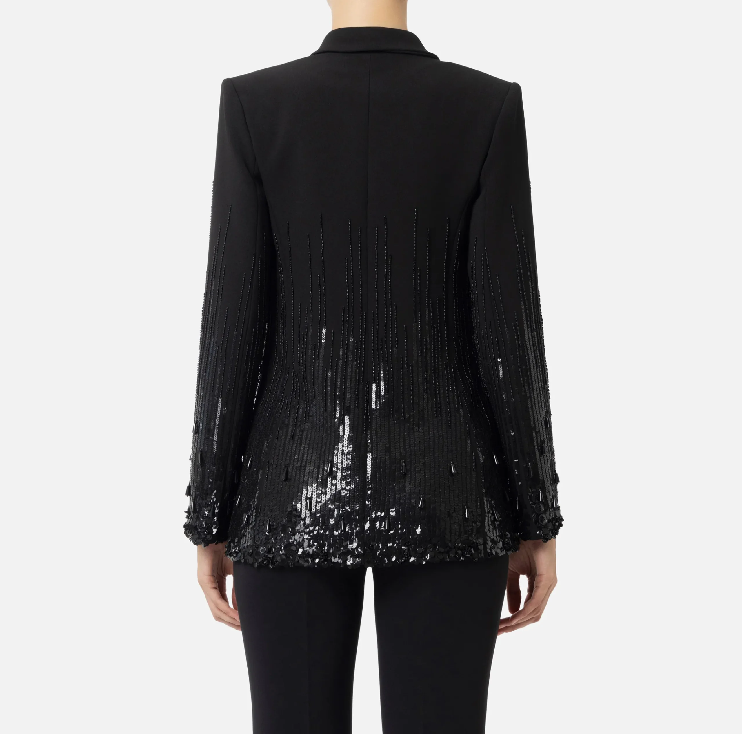 Giacche & Trench|Elisabetta Franchi Giacca in crêpe ricamato con paillettes Nero