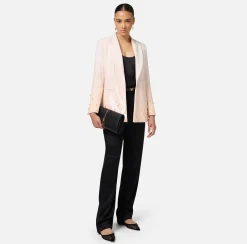 Giacche & Trench|Elisabetta Franchi Giacca in crêpe ricamato con paillettes Lattice