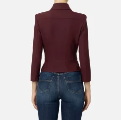 Tailleur|Giacche & Trench|Elisabetta Franchi Giacca in crêpe stretch con baschina e zip RougeNoir