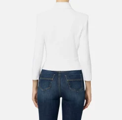 Tailleur|Giacche & Trench|Elisabetta Franchi Giacca in crêpe stretch con baschina e zip Avorio