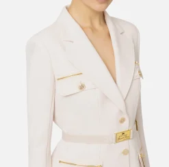 Tailleur|Giacche & Trench|Elisabetta Franchi Giacca in crêpe stretch con cintura e tasche Lattice