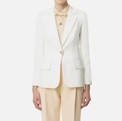 Tailleur|Giacche & Trench|Elisabetta Franchi Giacca in crêpe stretch sfiancata Avorio