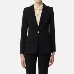 Tailleur|Giacche & Trench|Elisabetta Franchi Giacca in crêpe stretch sfiancata Nero