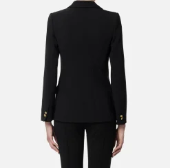 Tailleur|Giacche & Trench|Elisabetta Franchi Giacca in crêpe stretch sfiancata Nero