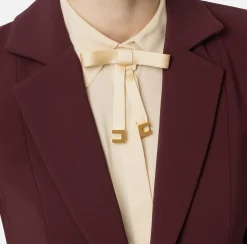 Tailleur|Giacche & Trench|Elisabetta Franchi Giacca in crêpe stretch sfiancata RougeNoir