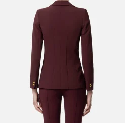 Tailleur|Giacche & Trench|Elisabetta Franchi Giacca in crêpe stretch sfiancata RougeNoir