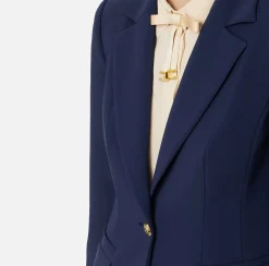 Tailleur|Giacche & Trench|Elisabetta Franchi Giacca in crêpe stretch sfiancata Navy