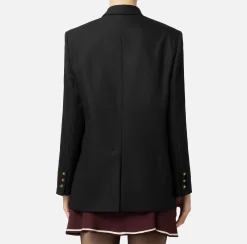 Giacche & Trench|Elisabetta Franchi Giacca monopetto in fresco di lana con patch Nero