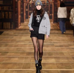 Capispalla|Elisabetta Franchi Giubbotto in panno di lana con cappuccio Grigiomelange