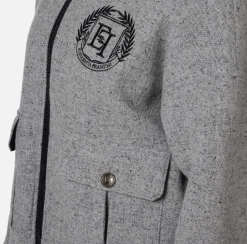 Capispalla|Elisabetta Franchi Giubbotto in panno di lana con cappuccio Grigiomelange