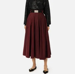 Gonne|Elisabetta Franchi Gonna a ruota in nylon tecnico leggero RougeNoir