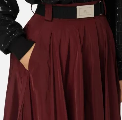 Gonne|Elisabetta Franchi Gonna a ruota in nylon tecnico leggero RougeNoir