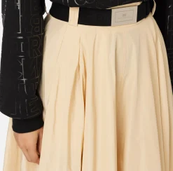 Gonne|Elisabetta Franchi Gonna a ruota in nylon tecnico leggero Crema