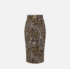 Gonne|Elisabetta Franchi Gonna midi in crêpe Animalier