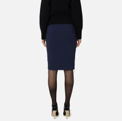 Gonne|Elisabetta Franchi Gonna midi in crêpe con zip Navy