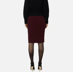 Gonne|Elisabetta Franchi Gonna midi in crêpe con zip RougeNoir