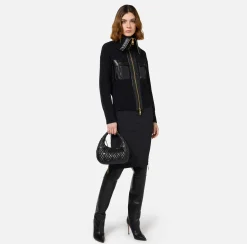 Gonne|Elisabetta Franchi Gonna midi in crêpe con zip Nero