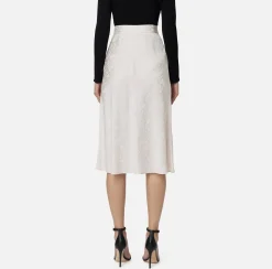 Gonne|Elisabetta Franchi Gonna midi in crêpe jaquard lettering Lattice