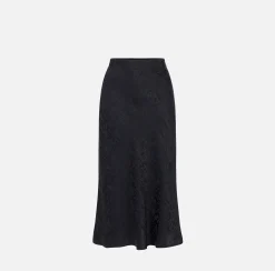 Gonne|Elisabetta Franchi Gonna midi in crêpe jaquard lettering Nero