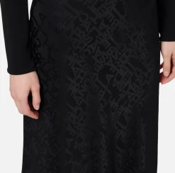 Gonne|Elisabetta Franchi Gonna midi in crêpe jaquard lettering Nero